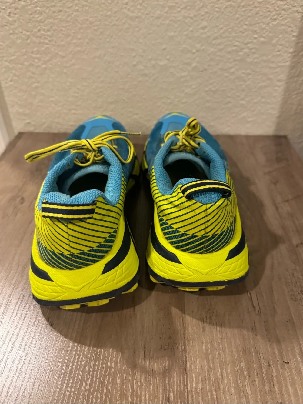 Hoka One One Blue And Yellow Evo Mafate 2 Trail Sneakers Size 7.5